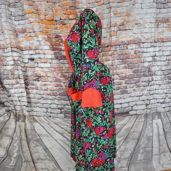 Victorias Secret Medium Gold Label Floral Satin Full Length Robe Pockets Belt - Picture 8 of 12